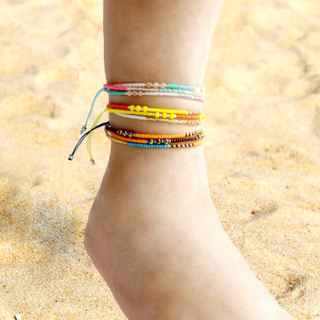 Bohemian Seed Bead Beach Charm Ankle Bracelet Fashion Rainbow Adjustable Anklet Foot Jewelry Ocean Gift For Women daiiibabyyy